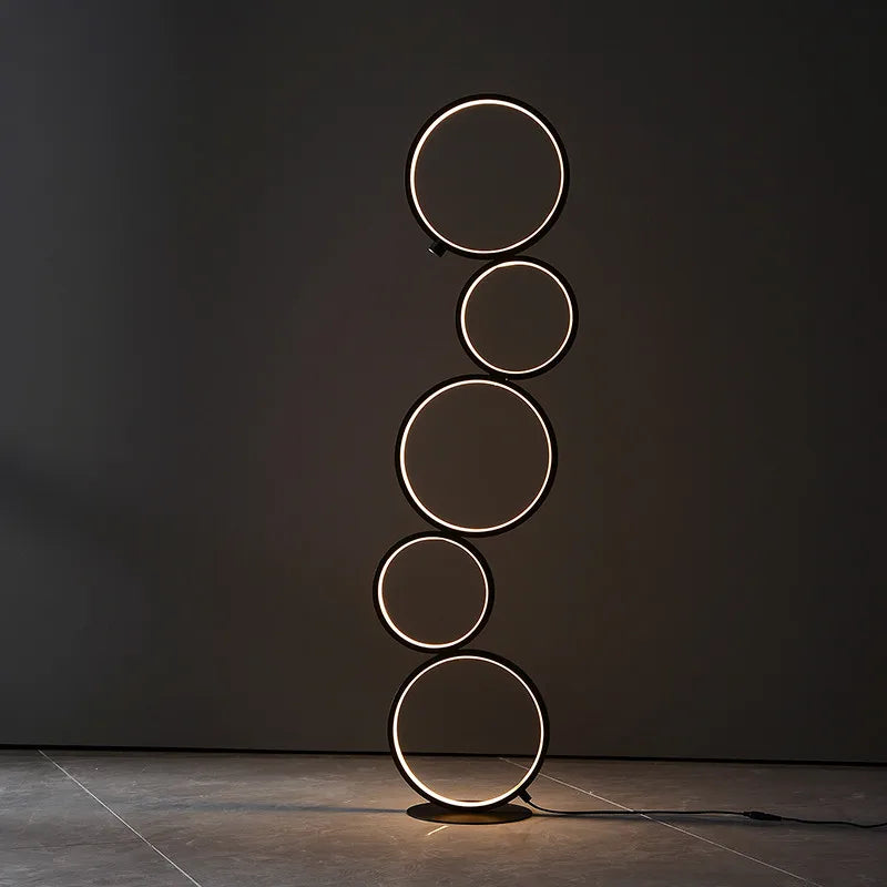 Minimalist Floor Lamp | Five Interconnected Rings with Dimmable LED 2