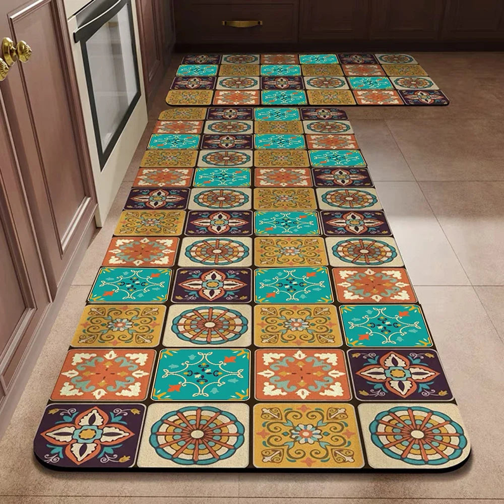 Bohemian Kitchen Mat | Non-Slip Water Absorbent Memory Foam 7