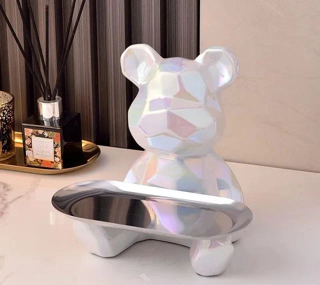 Geometric Bear Statue | Stylish Design with Built-in Storage Tray 5