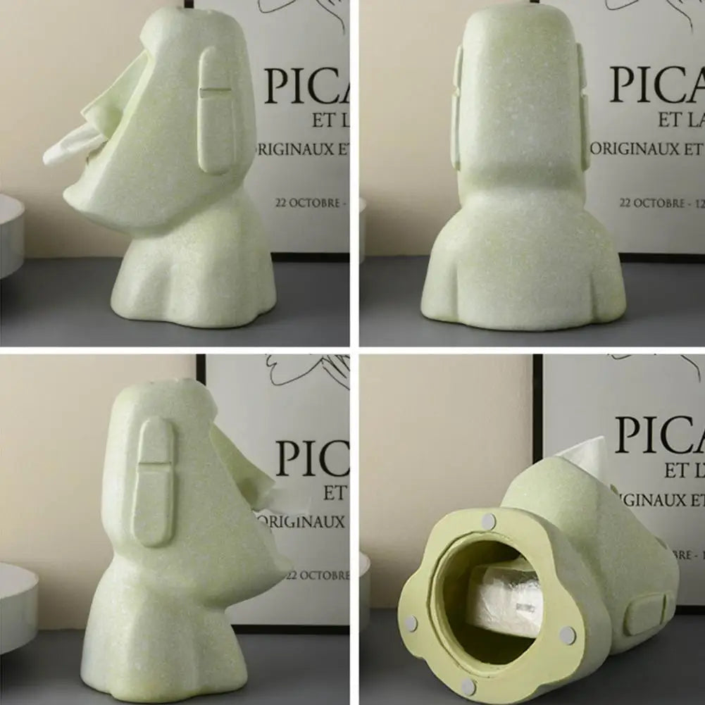 Easter Island Bust Tissue Box | Unique Ceramic Design for Home Decor 10