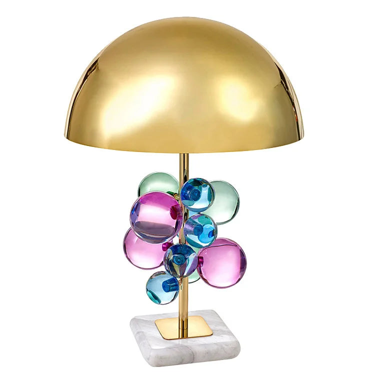 Copper Cascade Table Lamp Duo | Italian-Inspired Design with Colored Glass Spheres 4