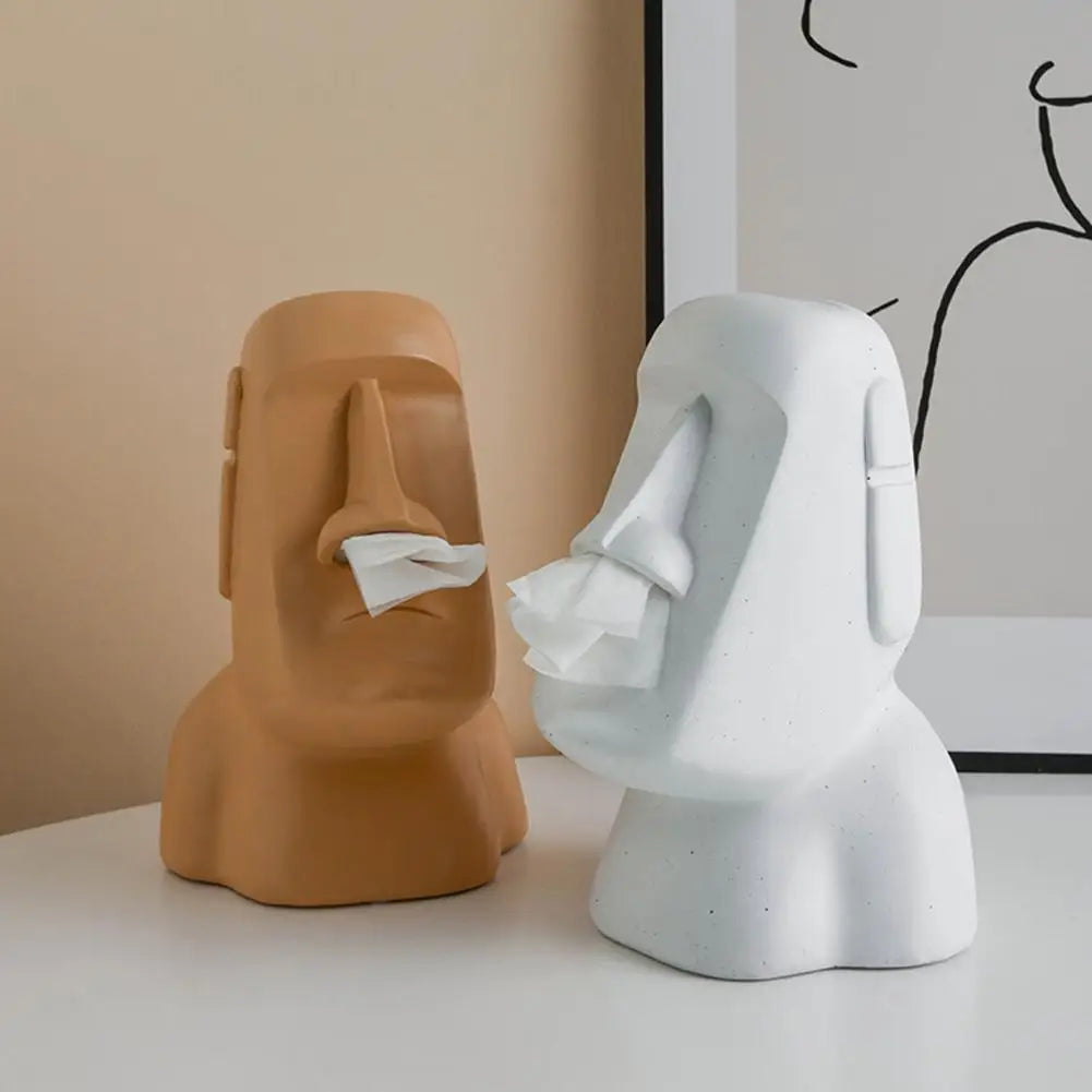 Easter Island Bust Tissue Box | Unique Ceramic Design for Home Decor 1