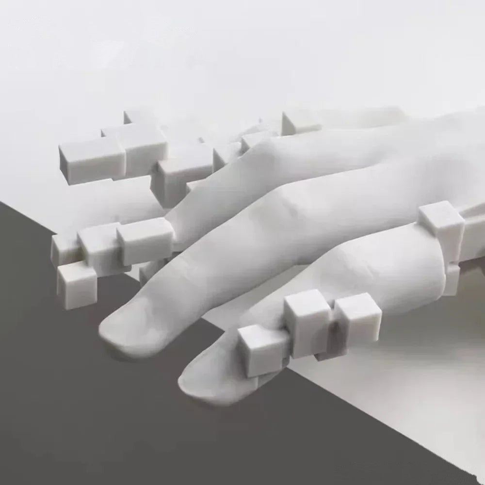 Pixelated Hand Statue | Modern Resin Decorative Art Piece 4