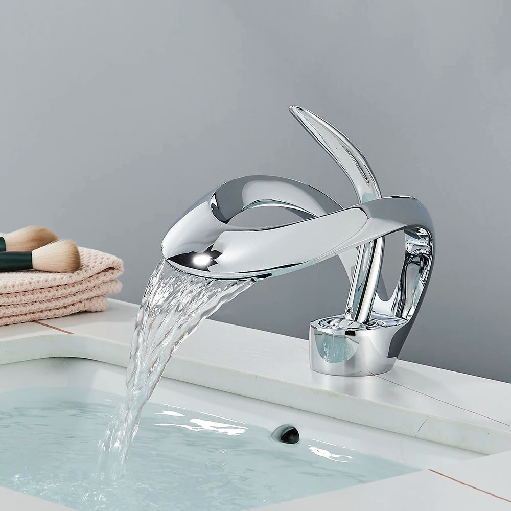 Waterfall Basin Faucet | Luxurious Brass Design for Spa-Like Experience 4