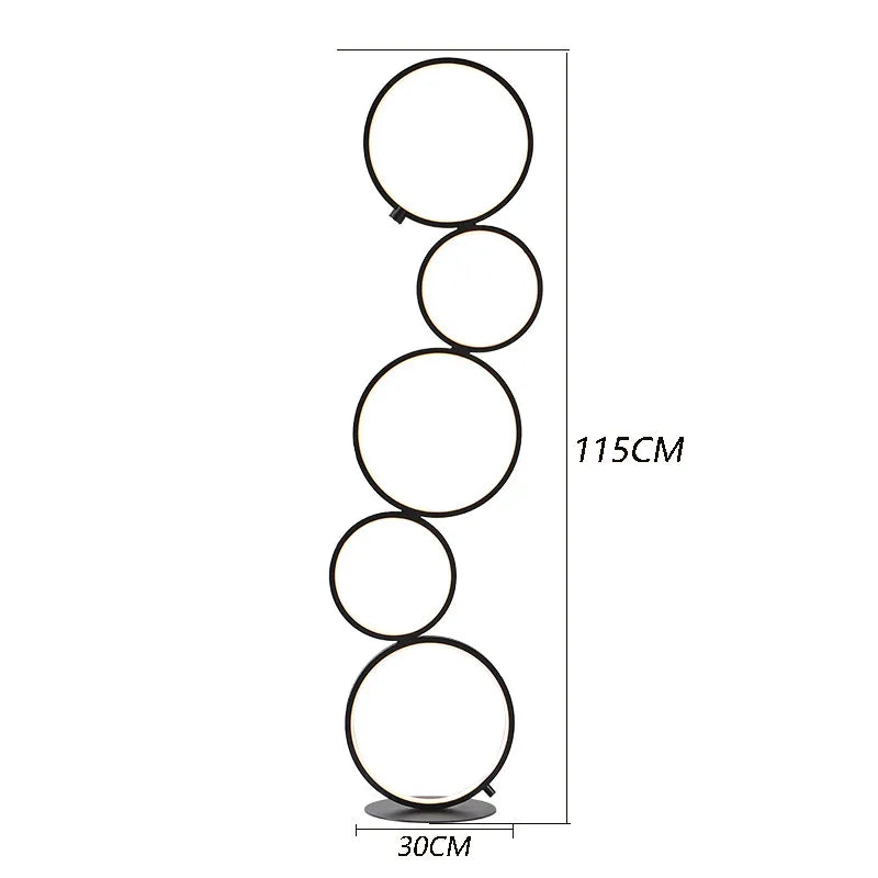 Minimalist Floor Lamp | Five Interconnected Rings with Dimmable LED 6