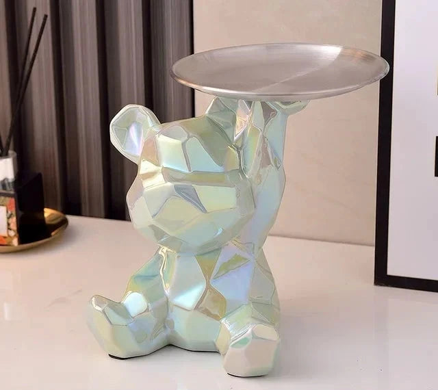 Geometric Bear Statue | Stylish Design with Built-in Storage Tray 10