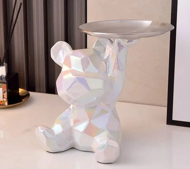 Geometric Bear Statue | Stylish Design with Built-in Storage Tray 9