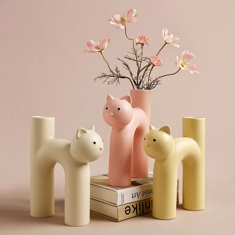 Cat-Themed Ceramic Vase | Unique Decor for Cat Lovers 2