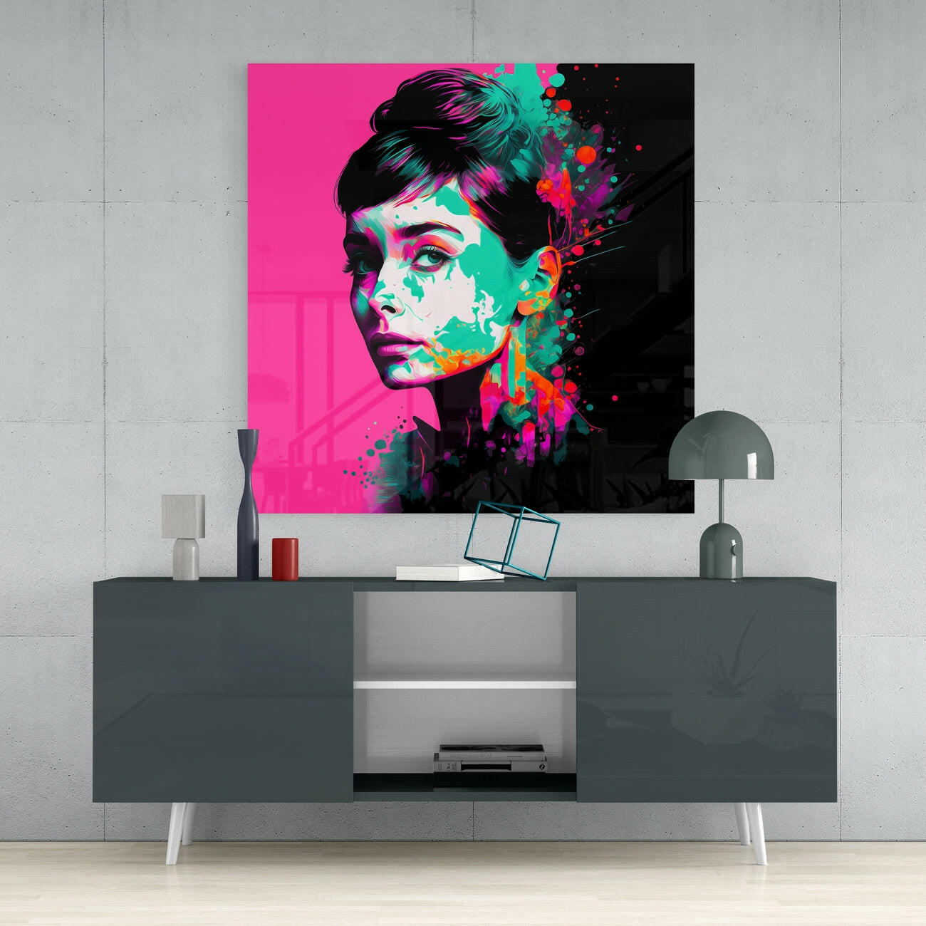 Audrey Hepburn Glass Wall Art || Designers Collection