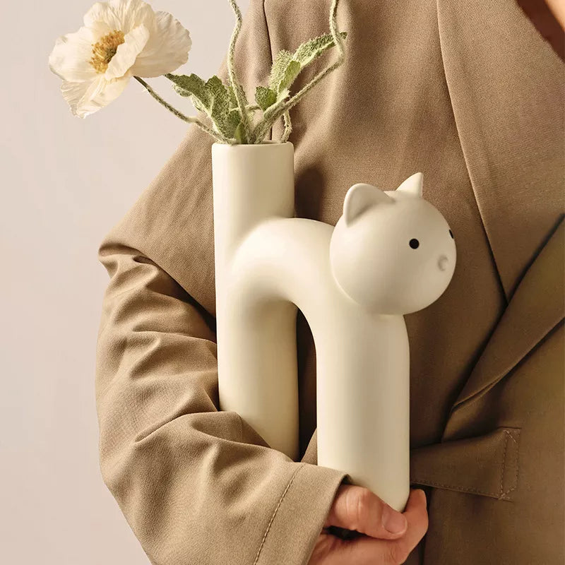 Cat-Themed Ceramic Vase | Unique Decor for Cat Lovers 1