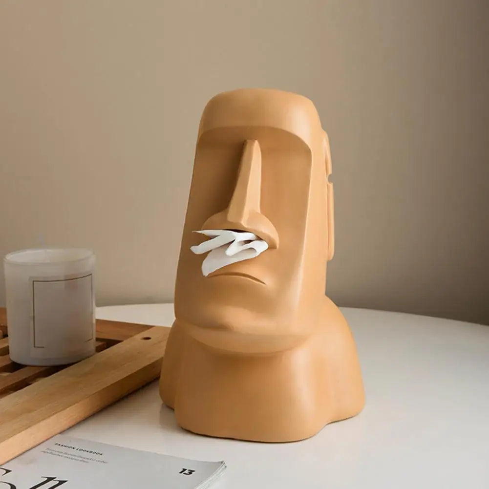 Easter Island Bust Tissue Box | Unique Ceramic Design for Home Decor 3