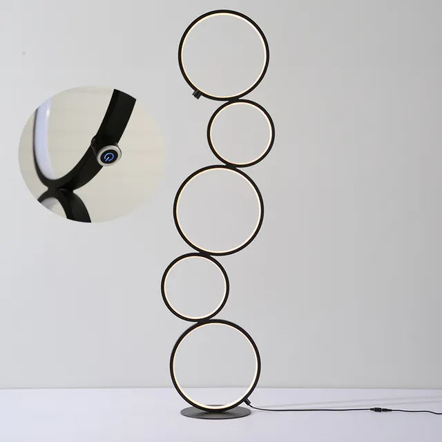 Minimalist Floor Lamp | Five Interconnected Rings with Dimmable LED 5