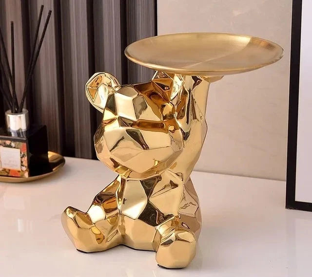 Geometric Bear Statue | Stylish Design with Built-in Storage Tray 7