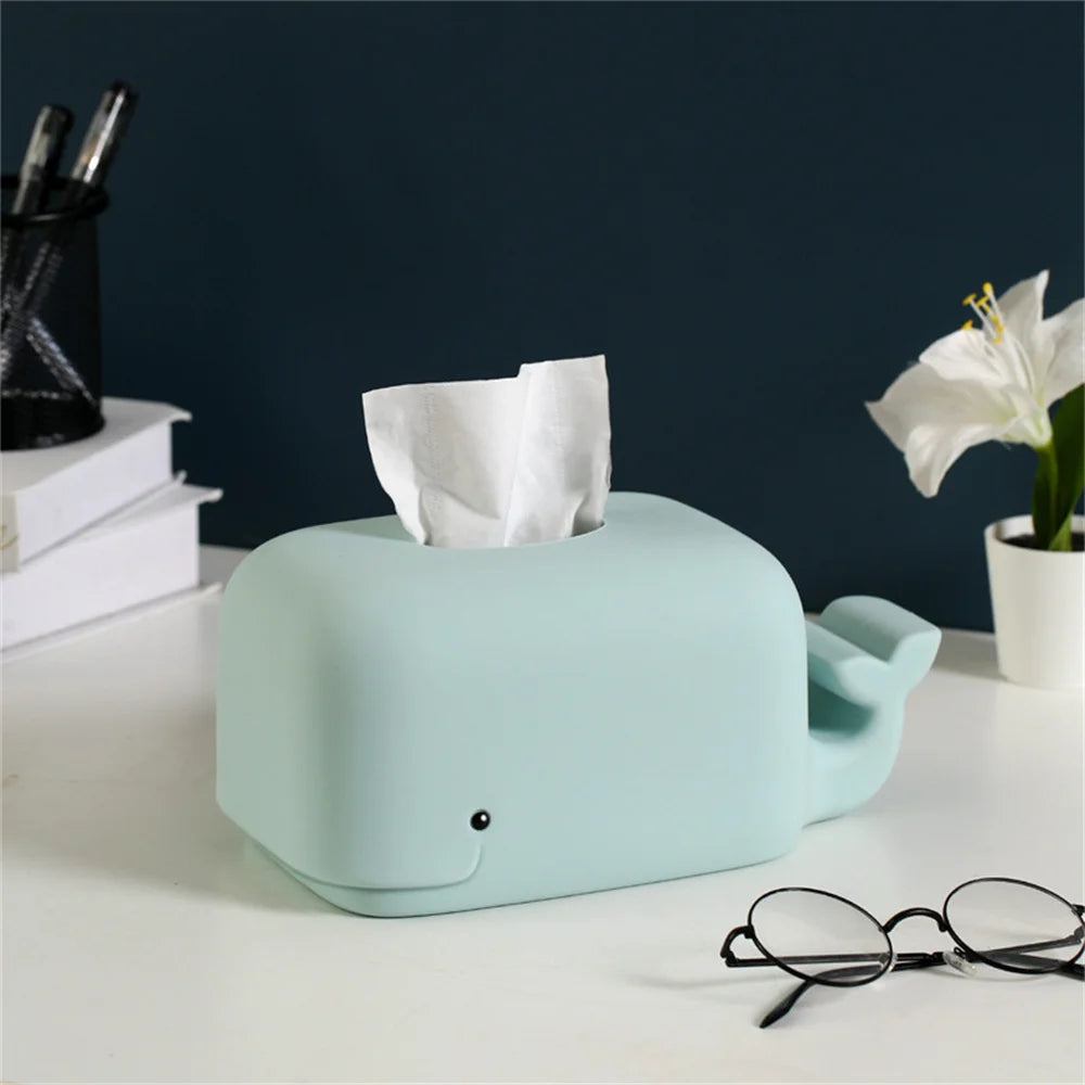Kawaii Whale Tissue Box Cover | Soft Silicone Design for Fun Decor 4