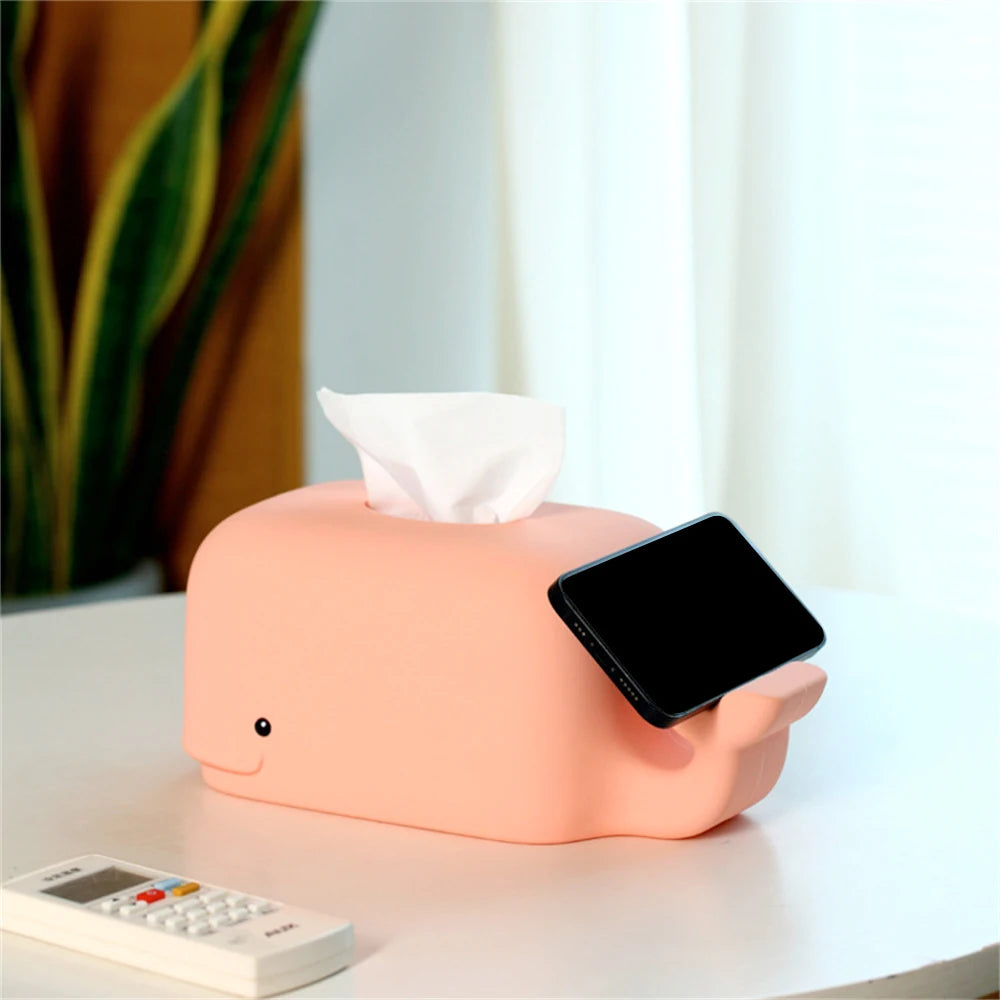 Kawaii Whale Tissue Box Cover | Soft Silicone Design for Fun Decor 5
