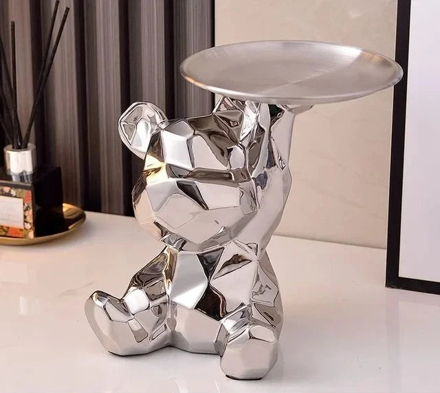Geometric Bear Statue | Stylish Design with Built-in Storage Tray 8