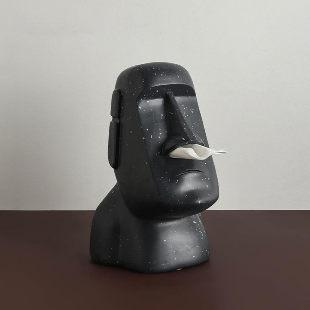 Easter Island Bust Tissue Box | Unique Ceramic Design for Home Decor 4