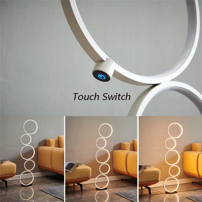 Minimalist Floor Lamp | Five Interconnected Rings with Dimmable LED 4