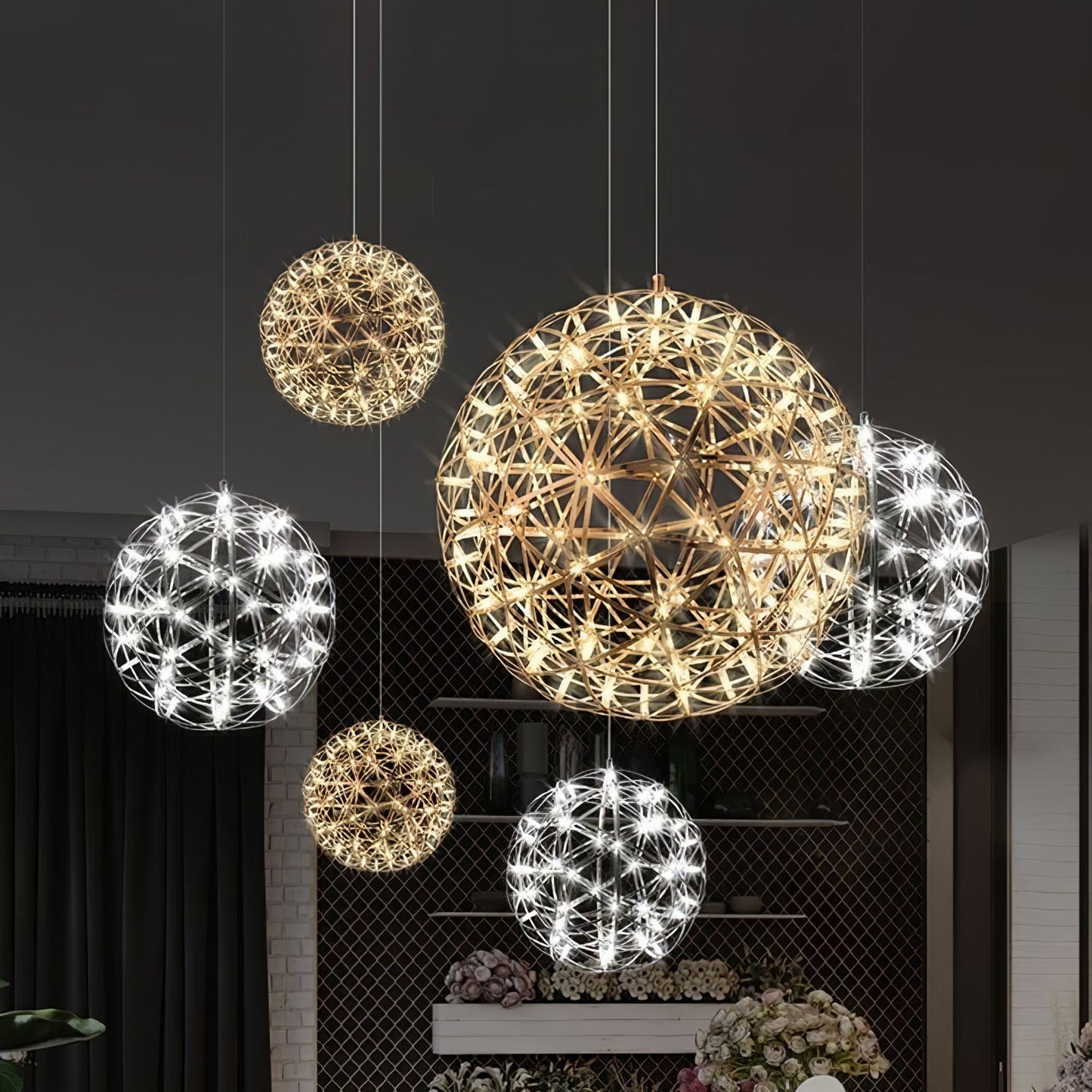 Spark Ball Pendant Light | Elegant Sphere Design with Warm LED Glow 3