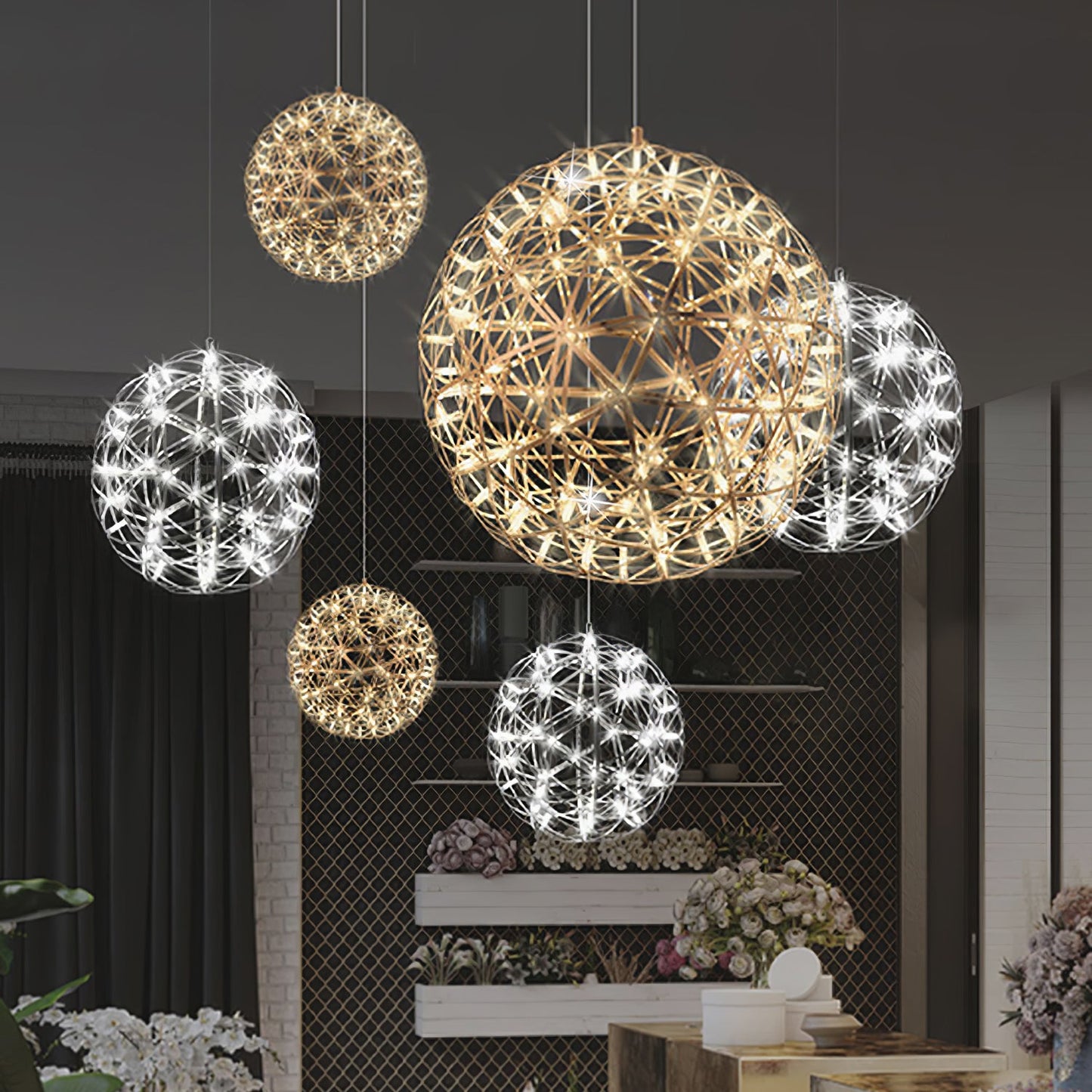 Spark Ball Pendant Light | Elegant Sphere Design with Warm LED Glow 9