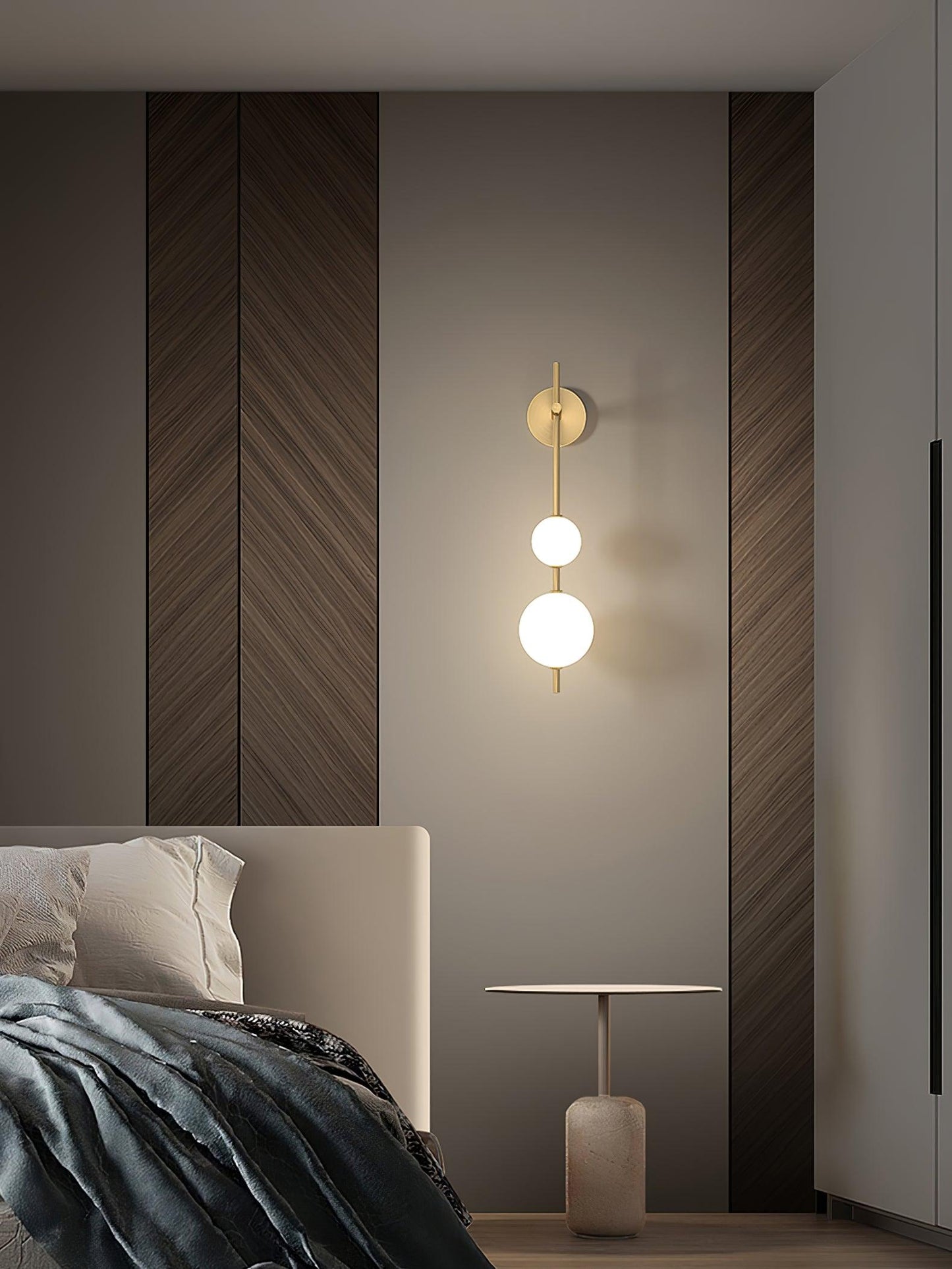Vertical Glass Globe Wall Sconce | Dimmable Elegant Lighting with Gold Finish 3