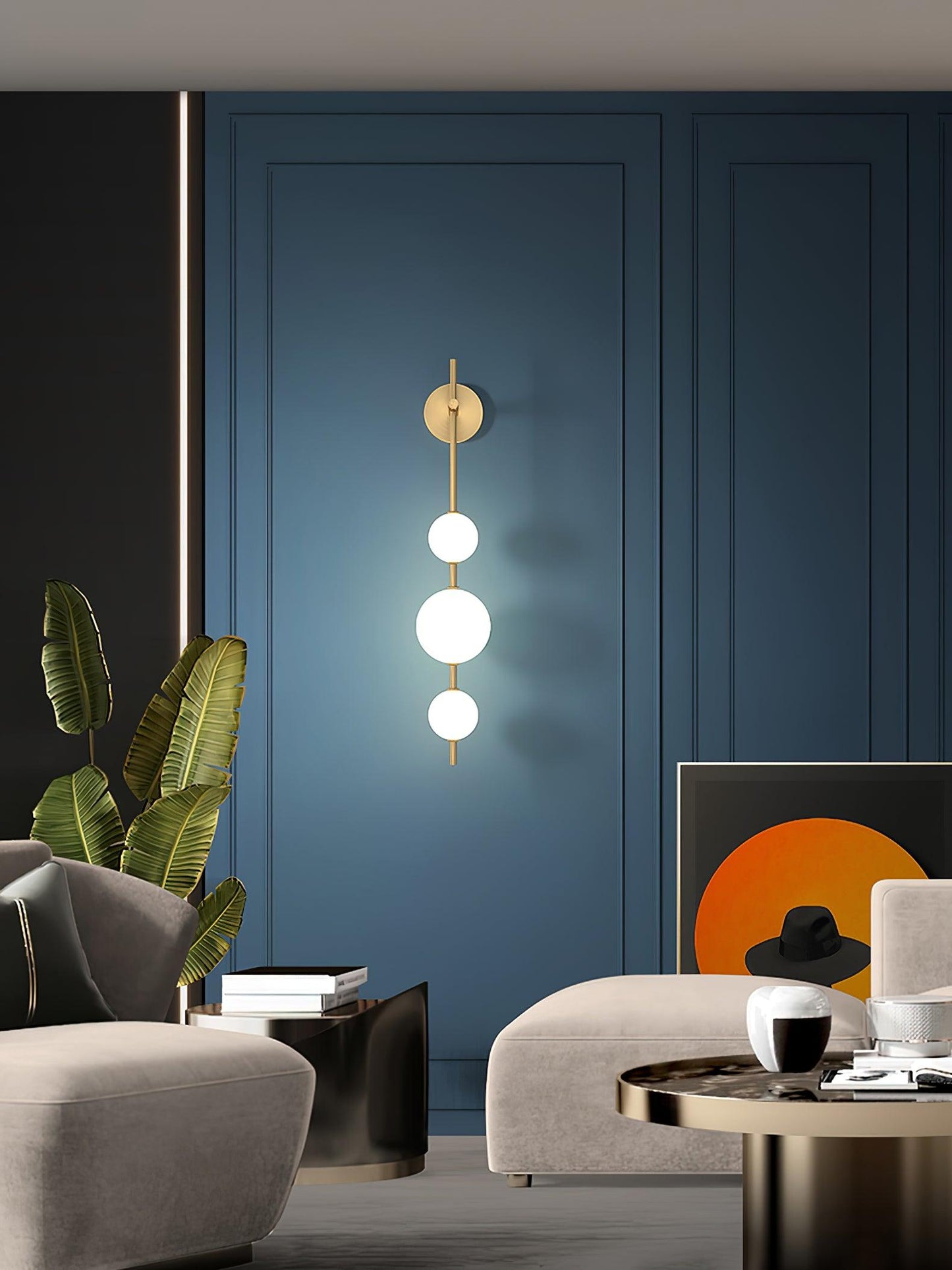 Vertical Glass Globe Wall Sconce | Dimmable Elegant Lighting with Gold Finish 4
