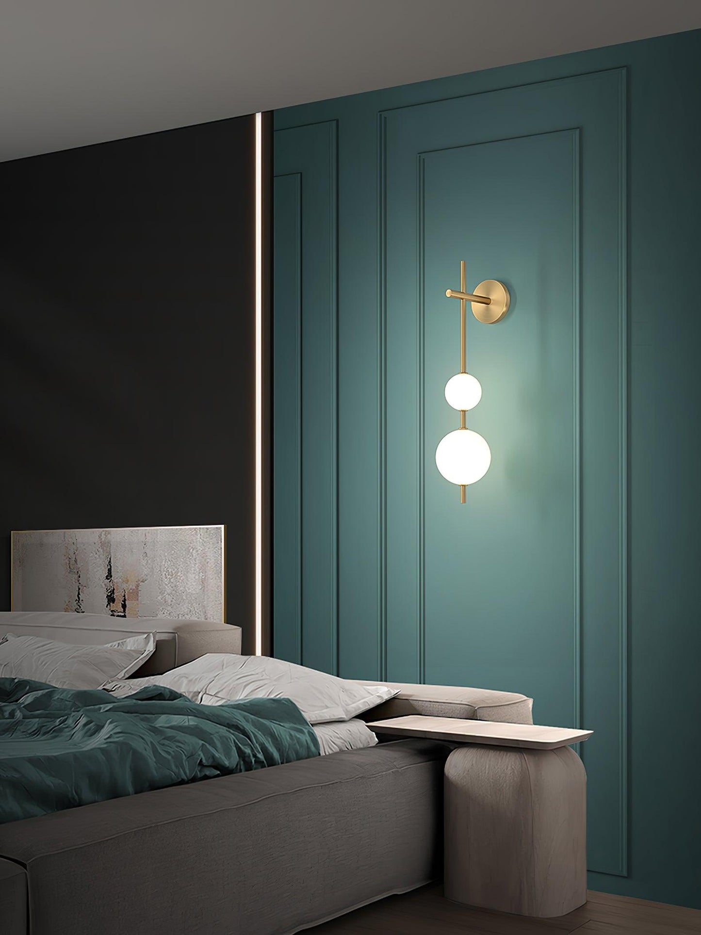 Vertical Glass Globe Wall Sconce | Dimmable Elegant Lighting with Gold Finish 5