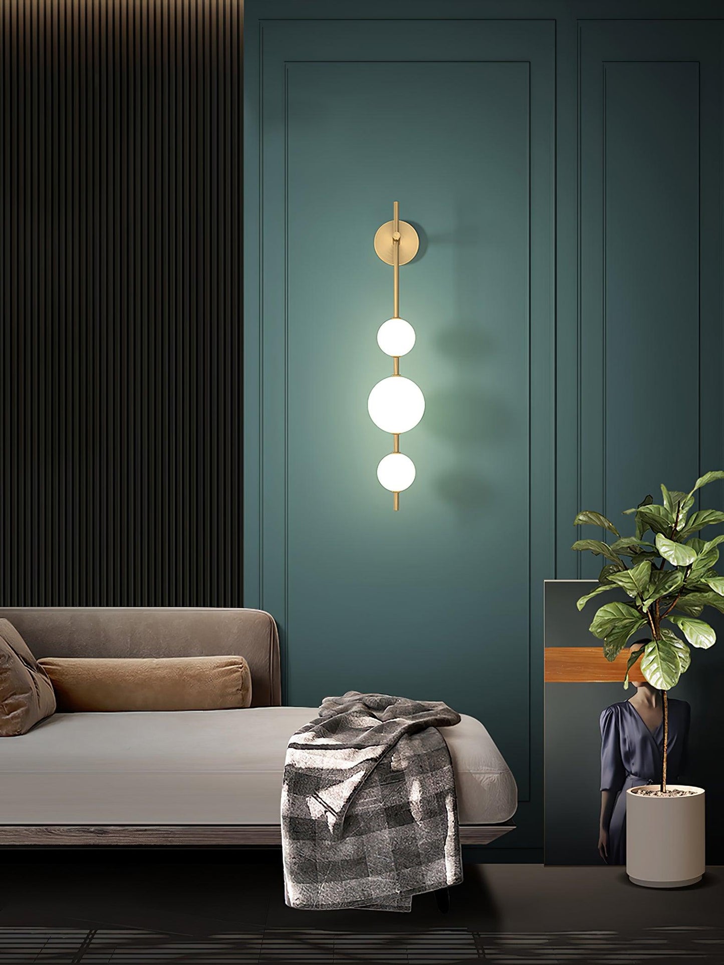 Vertical Glass Globe Wall Sconce | Dimmable Elegant Lighting with Gold Finish 6