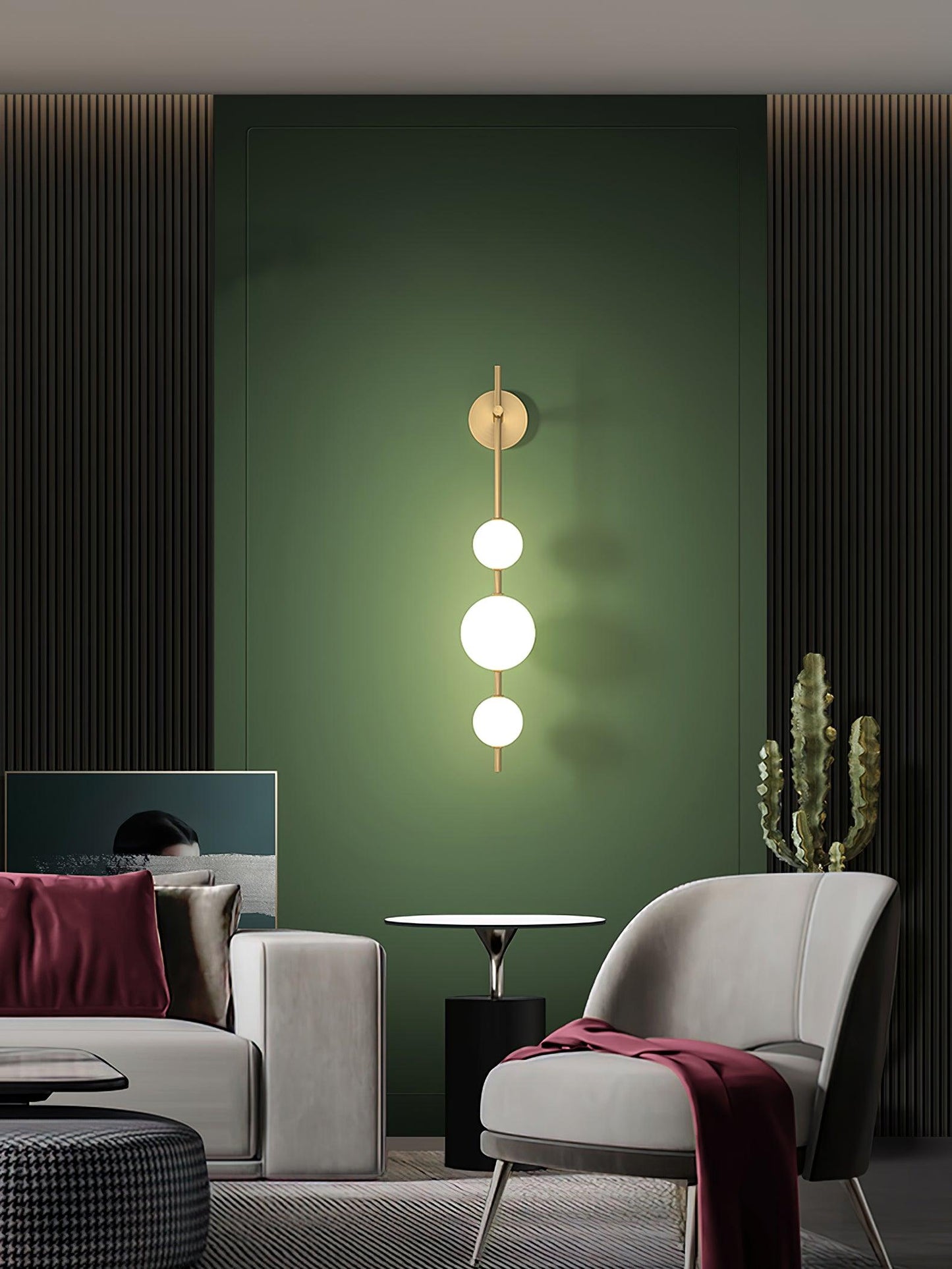 Vertical Glass Globe Wall Sconce | Dimmable Elegant Lighting with Gold Finish 9