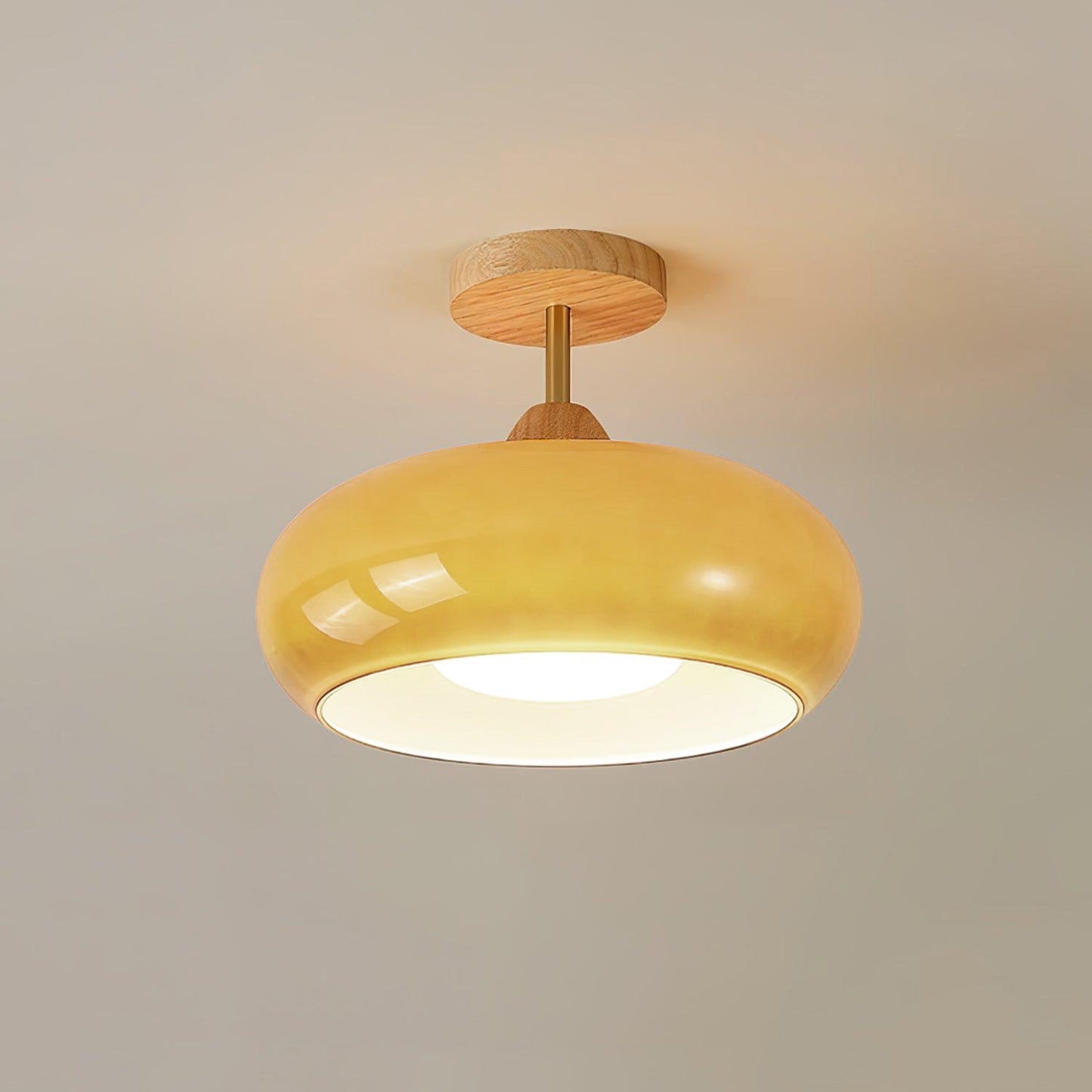 Vintage Bauhaus Ceiling Lamp | Elegant Glass Disc Design for Modern Spaces 1