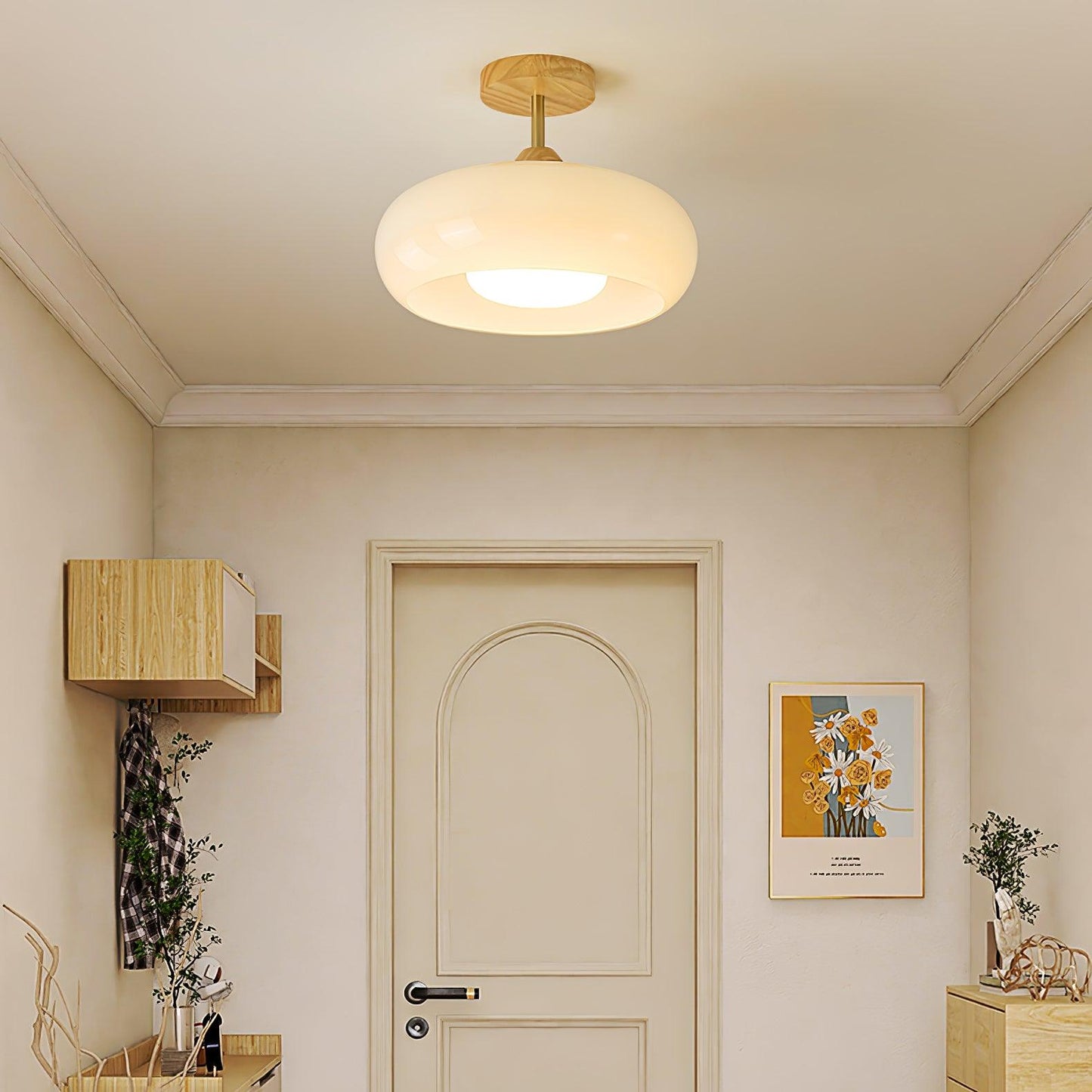 Vintage Bauhaus Ceiling Lamp | Elegant Glass Disc Design for Modern Spaces 3