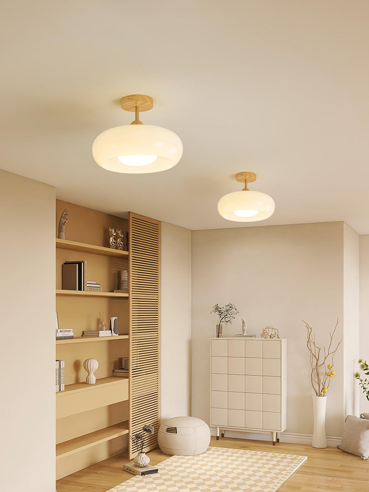 Vintage Bauhaus Ceiling Lamp | Elegant Glass Disc Design for Modern Spaces 5
