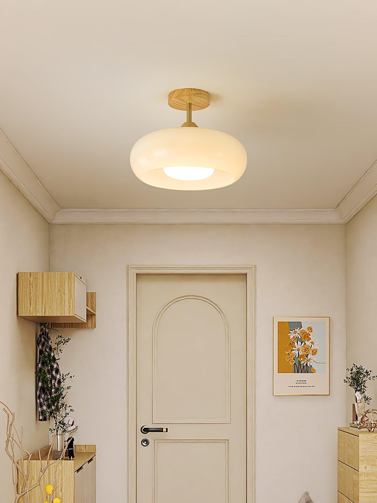 Vintage Bauhaus Ceiling Lamp | Elegant Glass Disc Design for Modern Spaces 6