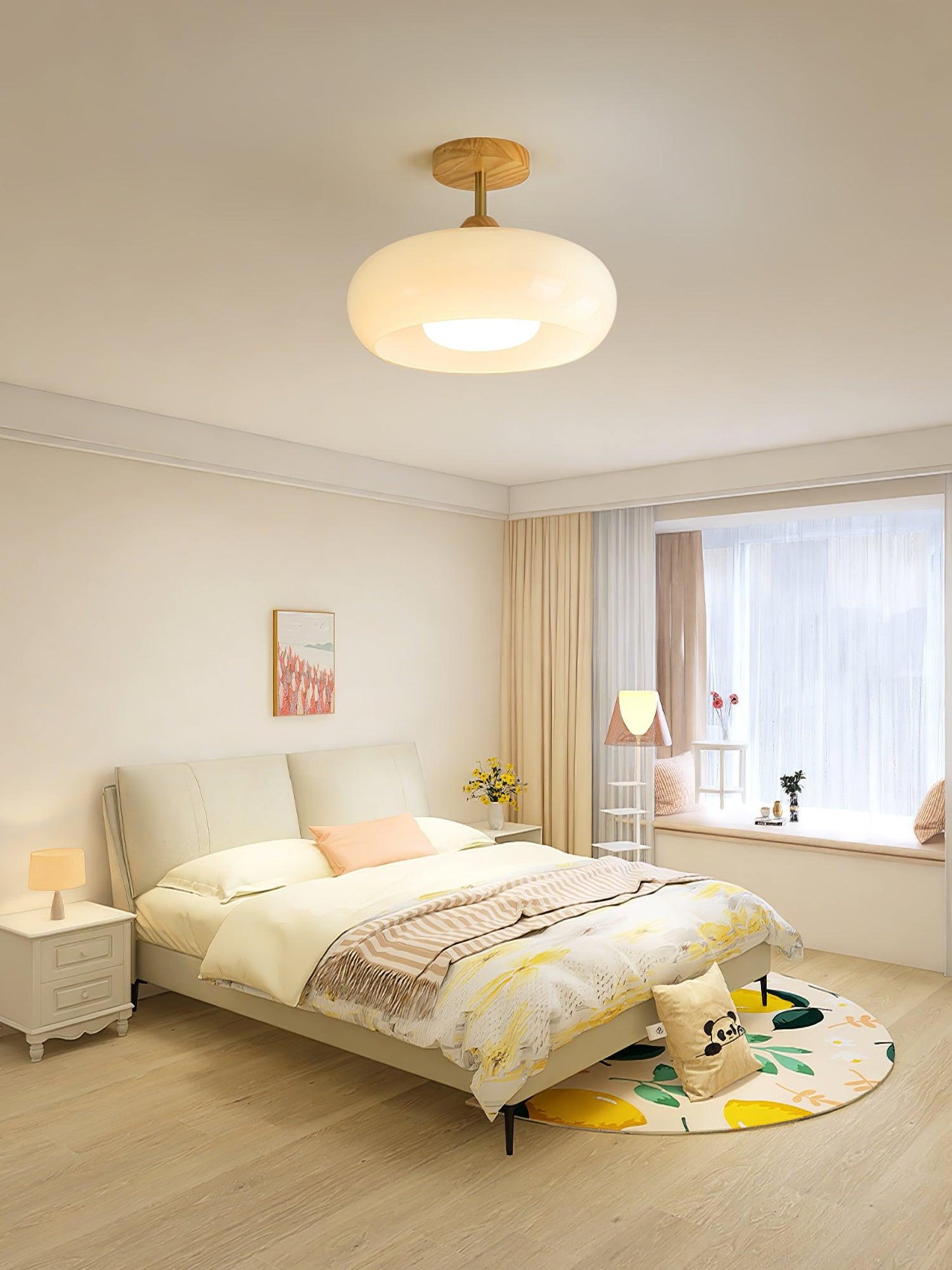Vintage Bauhaus Ceiling Lamp | Elegant Glass Disc Design for Modern Spaces 7