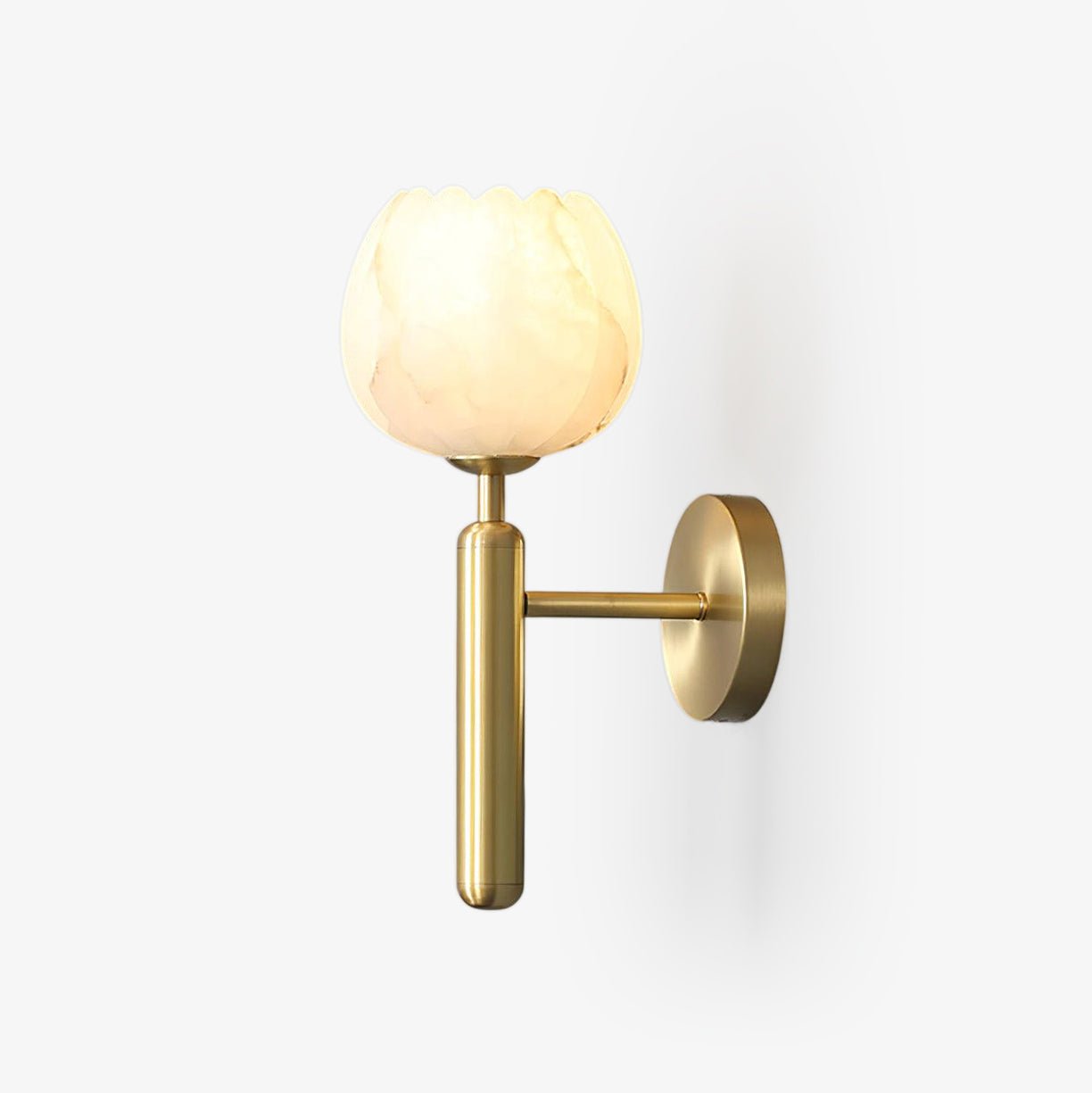 Wall Sconce | Elegant Brass Design with Alabaster Floral Accents 2