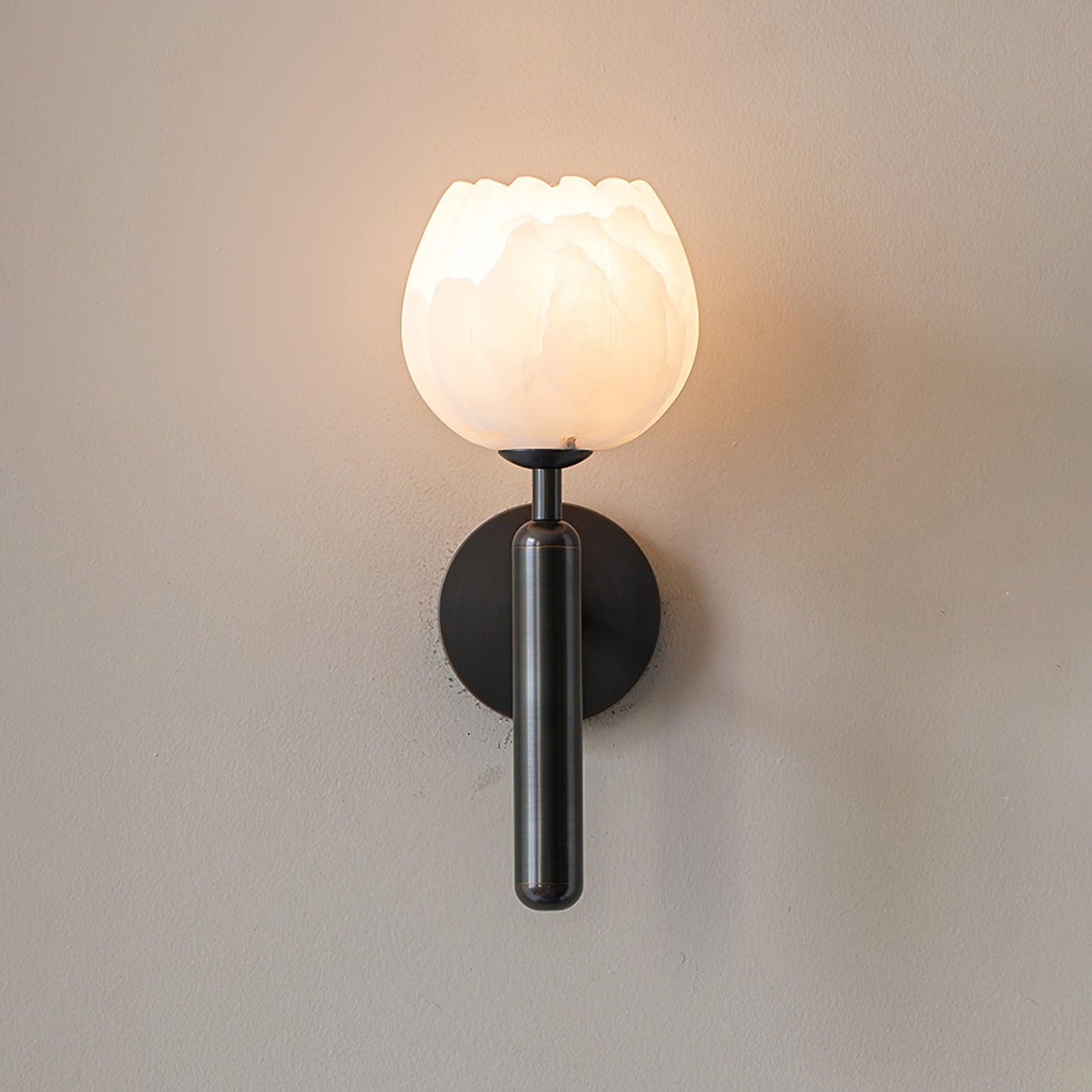 Wall Sconce | Elegant Brass Design with Alabaster Floral Accents 10