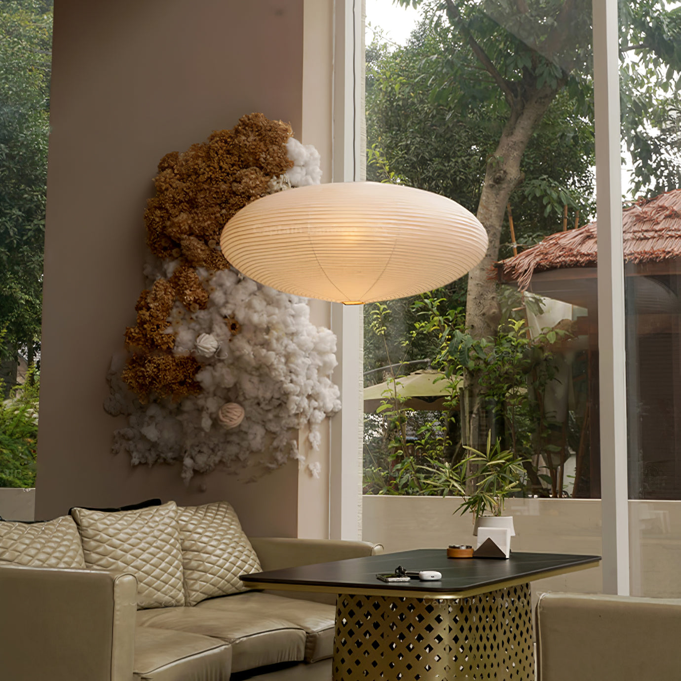 Washi Paper Pendant Light | Handcrafted Mulberry Shade for Cozy Ambiance 5