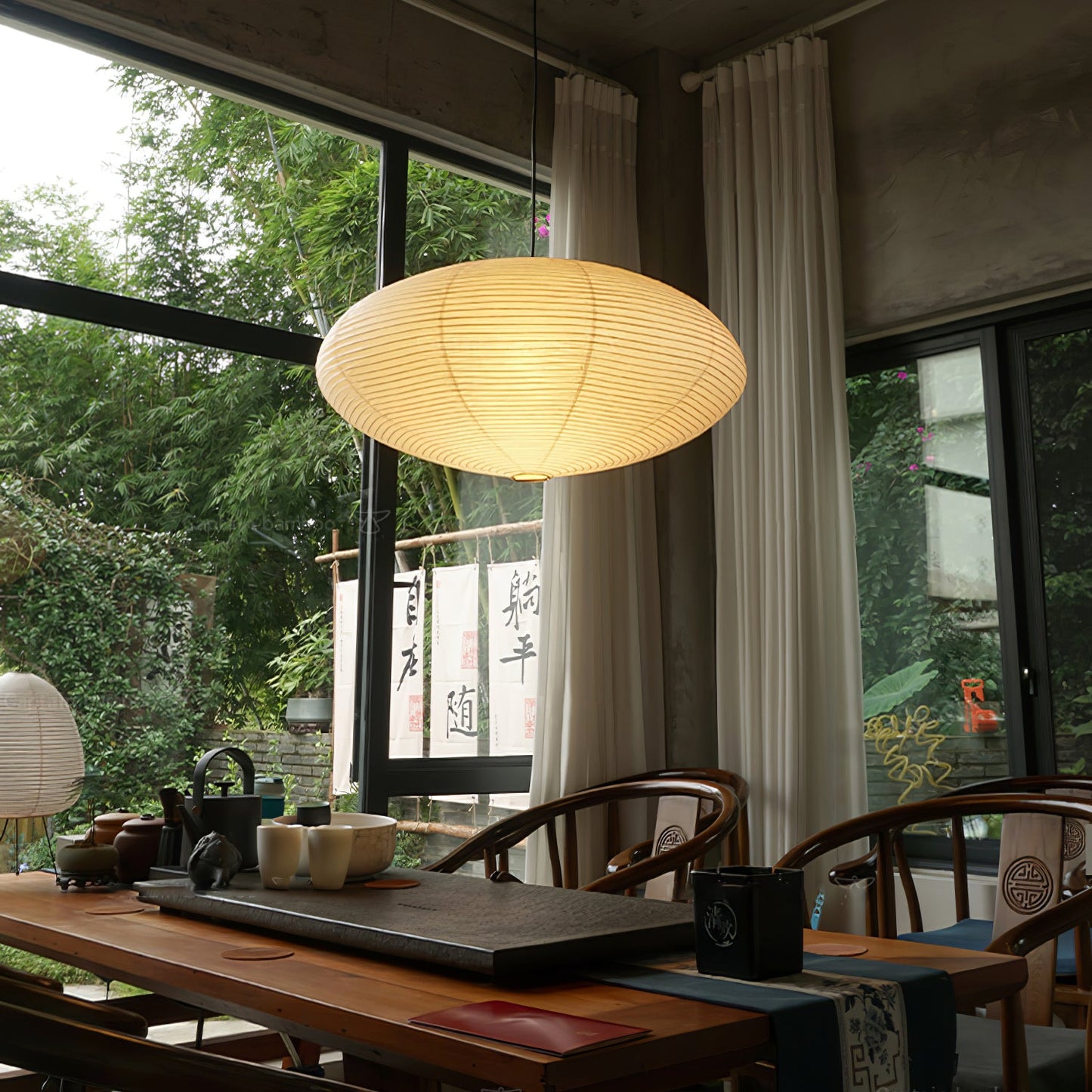 Washi Paper Pendant Light | Handcrafted Mulberry Shade for Cozy Ambiance 8