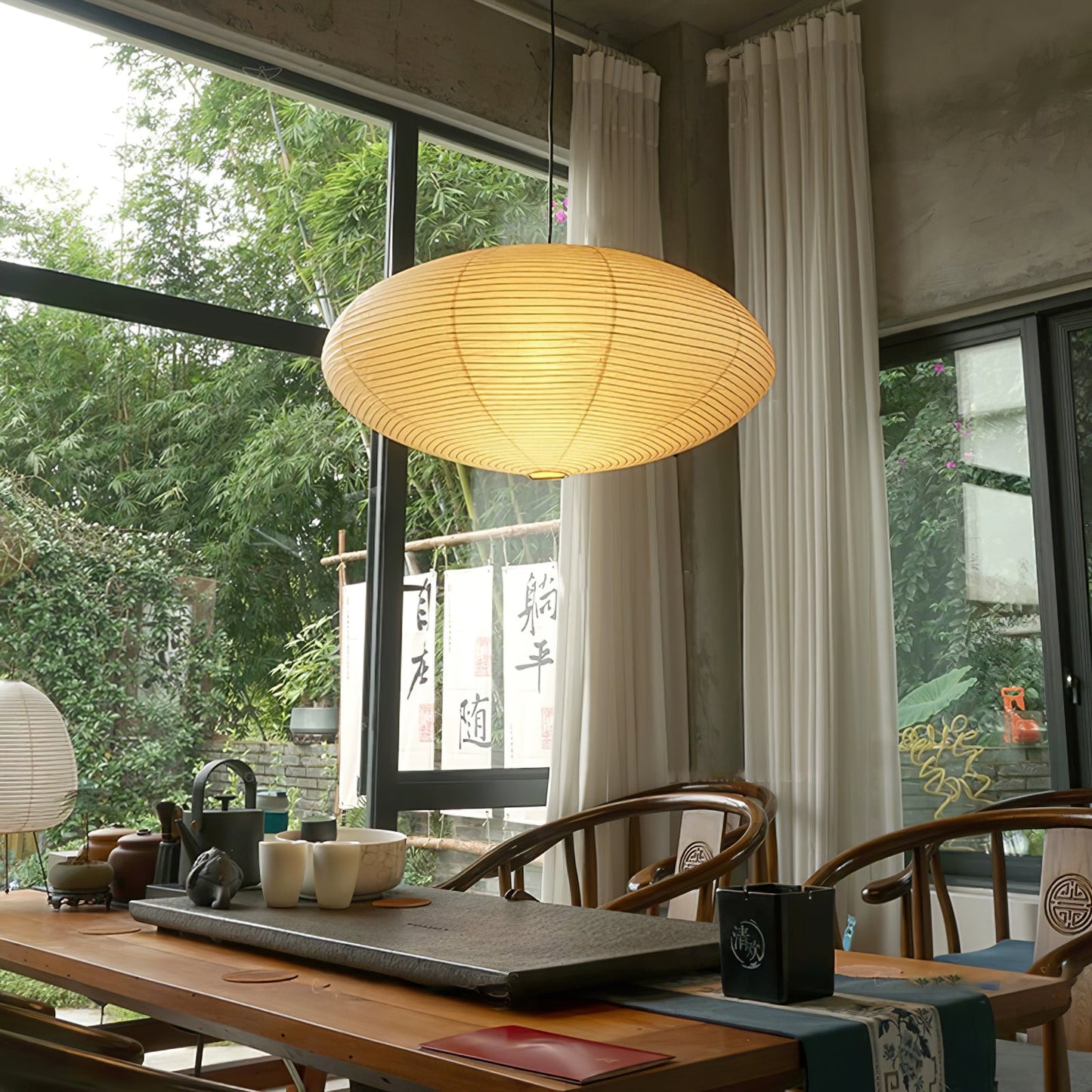 Washi Paper Pendant Light | Handcrafted Mulberry Shade for Cozy Ambiance 9