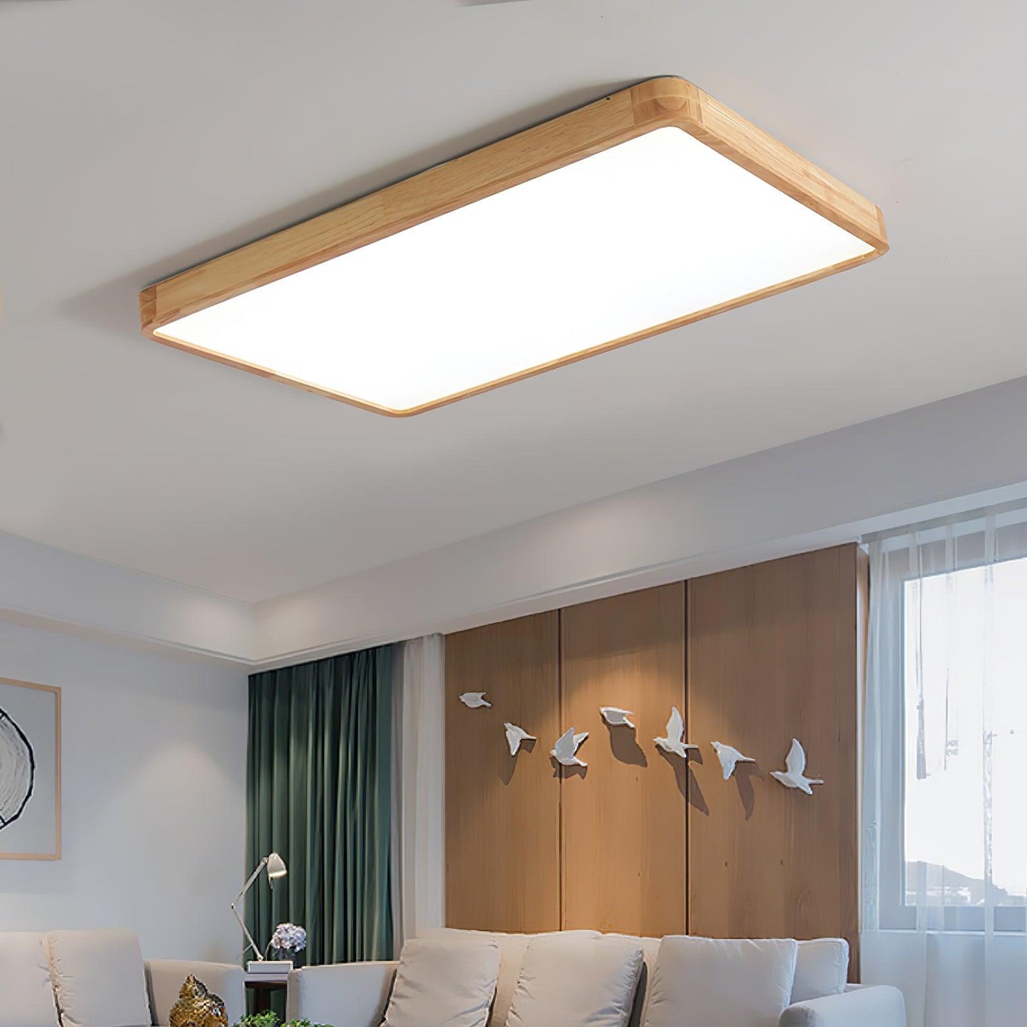 Wooden Geometric Ceiling Light | Adjustable LED with Modern Aesthetics 5