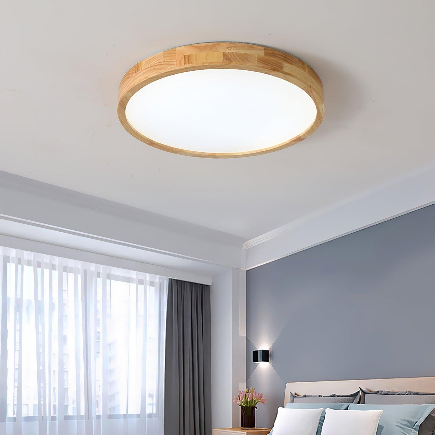 Wooden Geometric Ceiling Light | Adjustable LED with Modern Aesthetics 9