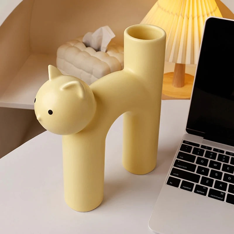 Cat-Themed Ceramic Vase | Unique Decor for Cat Lovers 5