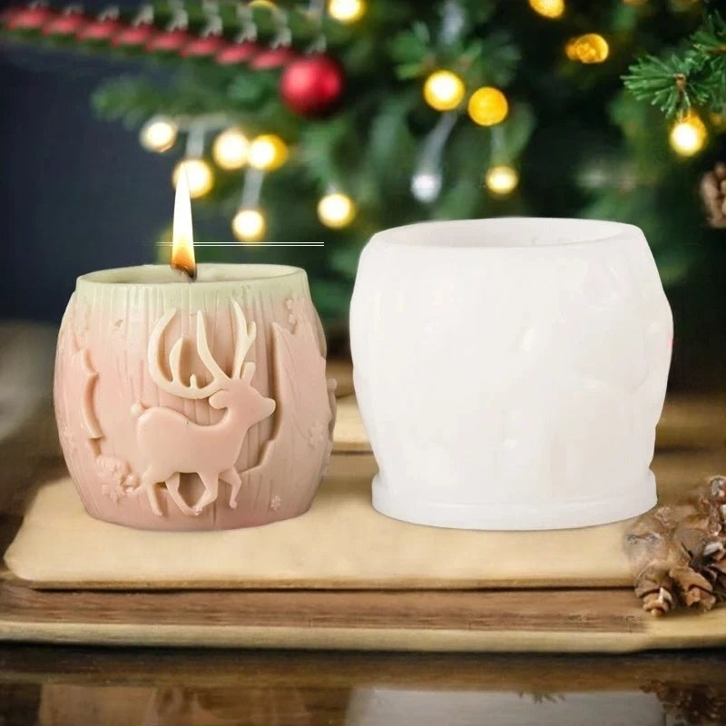 3D Candle Mold | Silicone Candle Molds for Elk, Pine Tree, Snowflake Designs 0