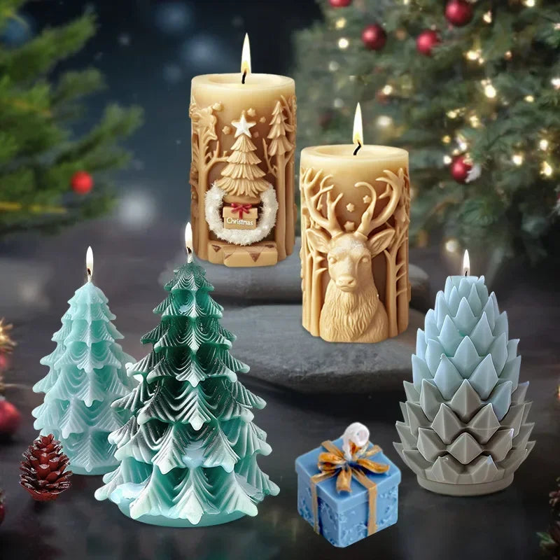 3D Candle Mold | Silicone Candle Molds for Elk, Pine Tree, Snowflake Designs 5