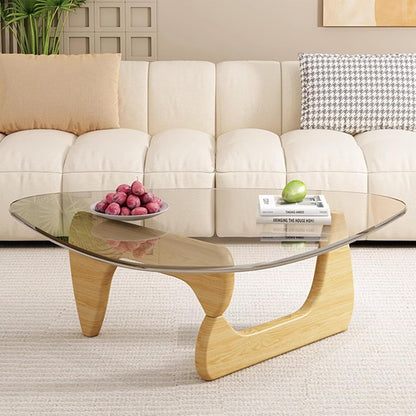 Modern Glass Coffee Table | Sleek Wood Base for Elegant Living Spaces 5