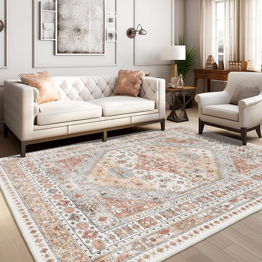 Bohemian Velvet Area Rug | Soft, Washable, Vintage Design 1