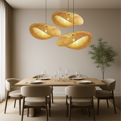 Bamboo Pendant Lamp | Minimalist Design with Warm LED Lighting 1