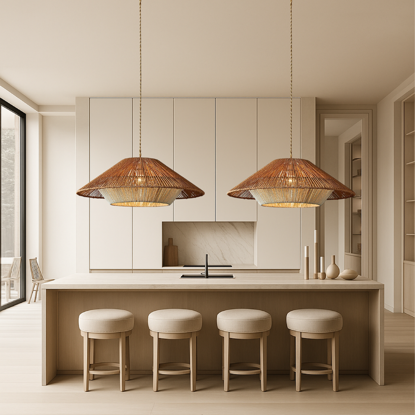 Bamboo Pendant Light | Hand-Woven Shade for Natural Elegance 5