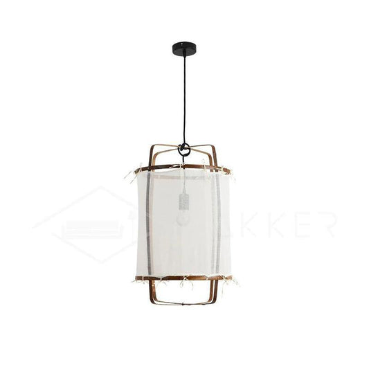 Bamboo Pendant Light | Natural Bamboo Build with Cotton Shade 1