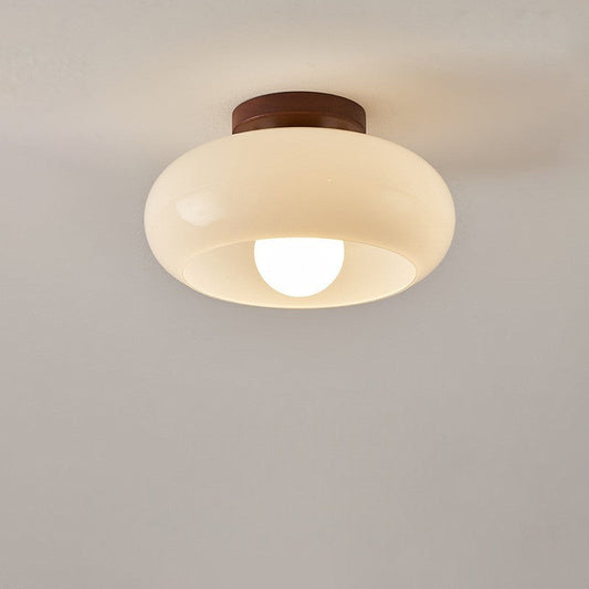Bauhaus Ceiling Lamp | Cream Glass Shade with LED Warm Lighting 0
